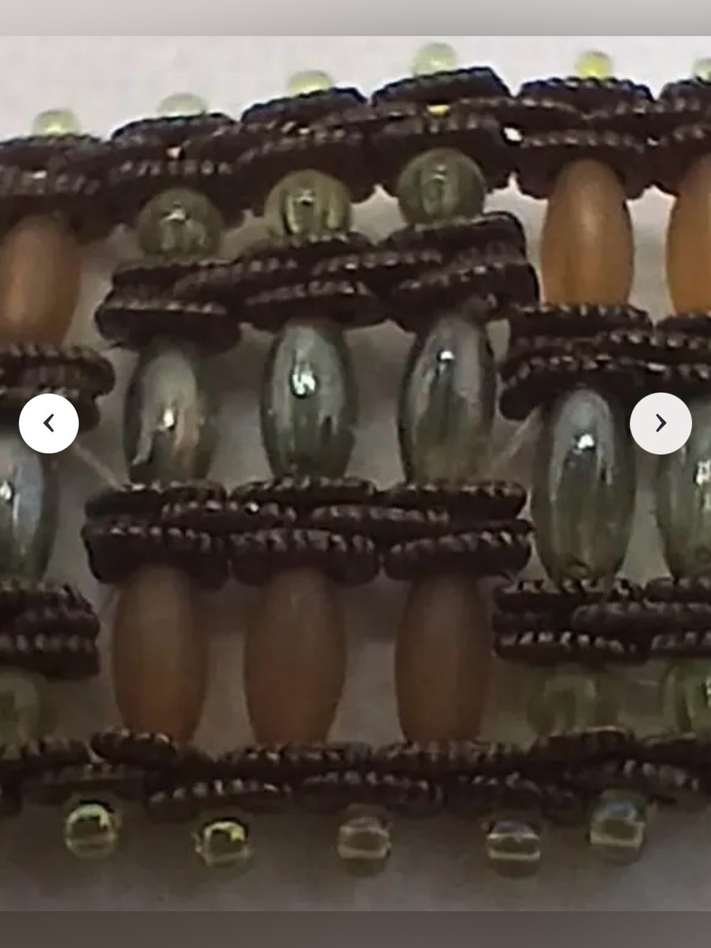 Vintage Boho/Hippie Beaded Choker Necklace in Olive Green & Brown - Picture 6 of 10